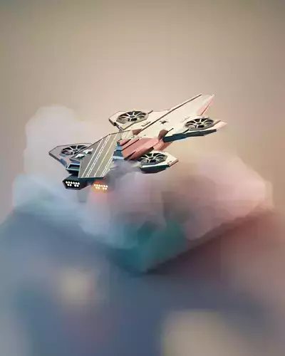 Avengers Helicarrier 3D model render in blender low poly 