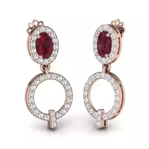 Oval Stone Earrings 3D print model