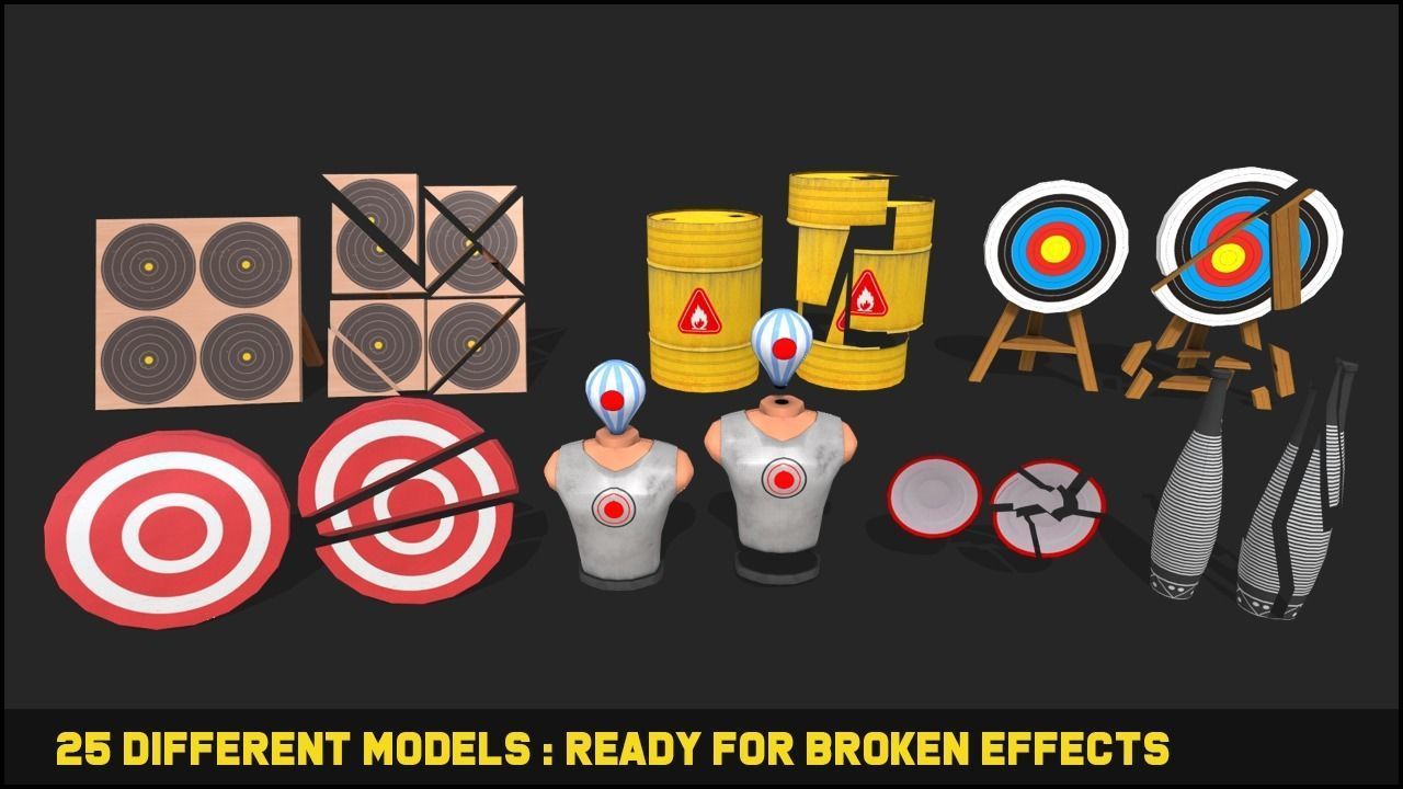 Shooting Target Assets Mega Bundle Low-poly 3D model_12