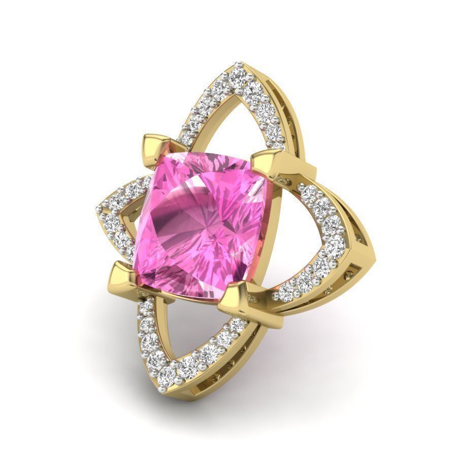 Love Stud Princess Stone Earring  3D print model_6