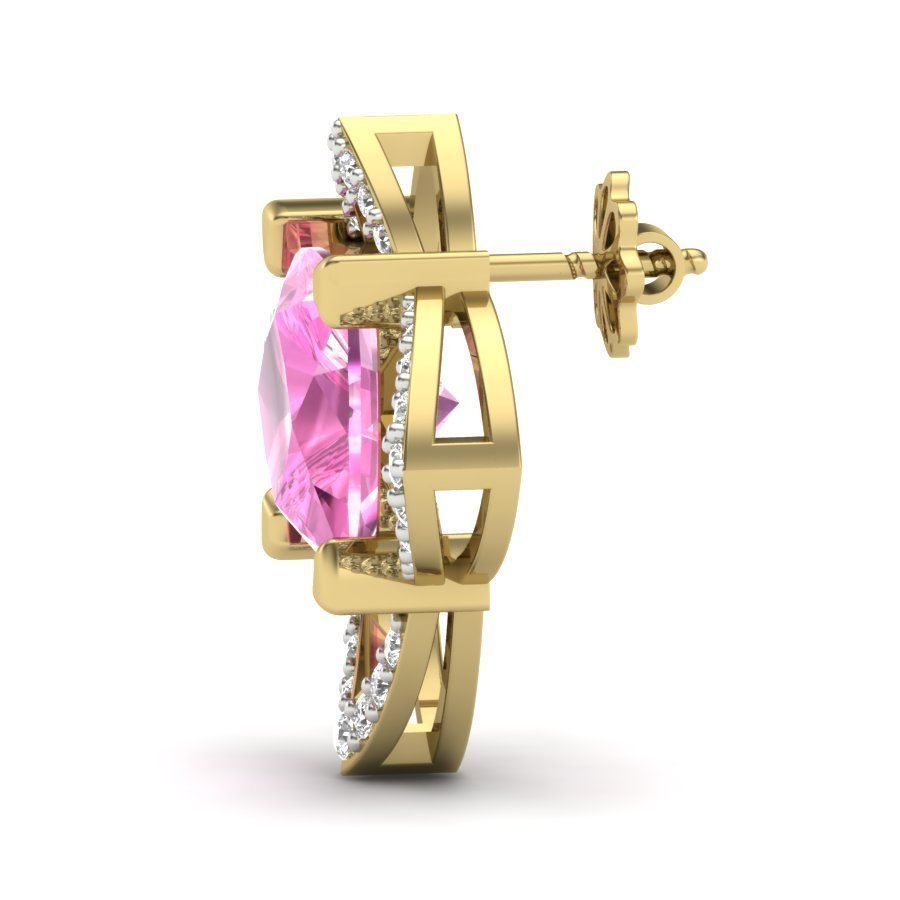 Love Stud Princess Stone Earring  3D print model_5