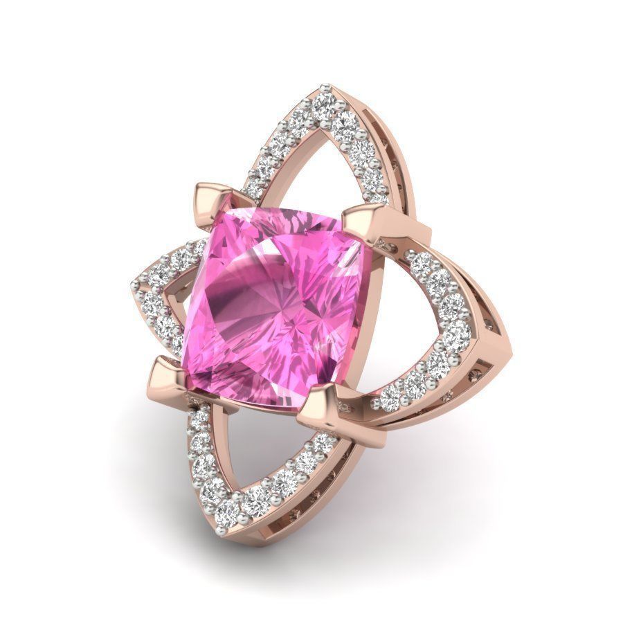 Love Stud Princess Stone Earring  3D print model_9