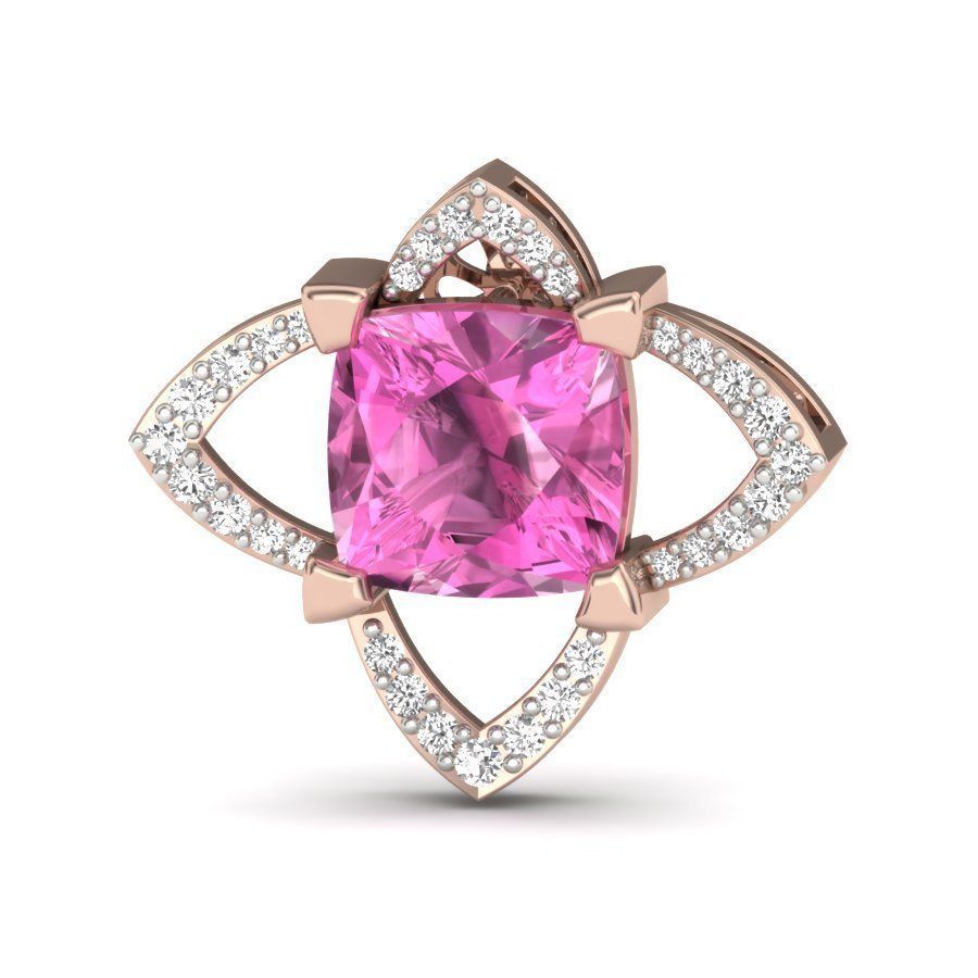 Love Stud Princess Stone Earring  3D print model_7