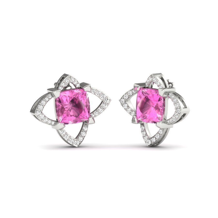 Love Stud Princess Stone Earring  3D print model_11