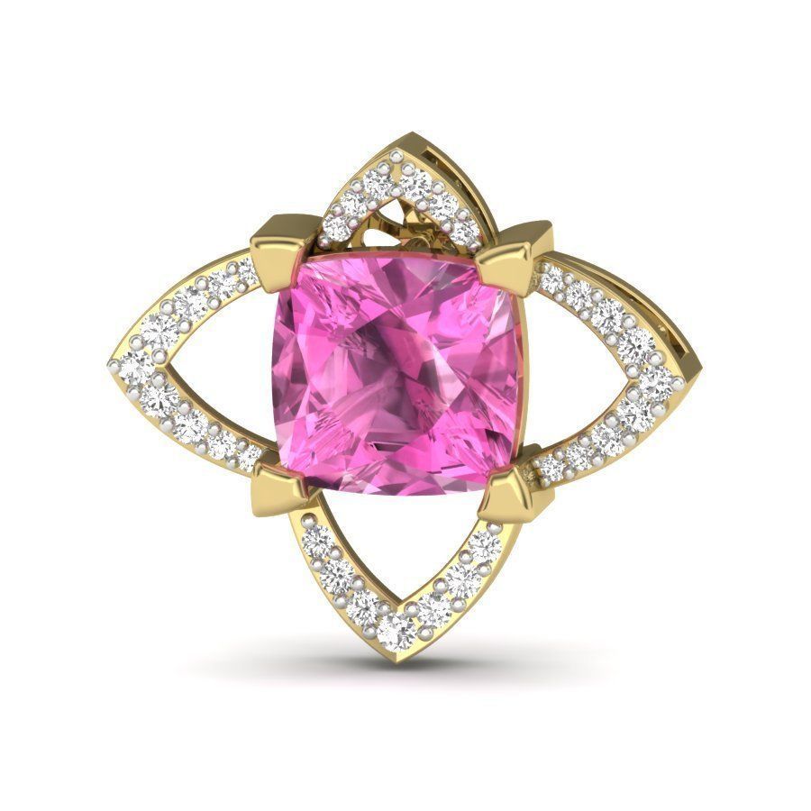 Love Stud Princess Stone Earring  3D print model_4