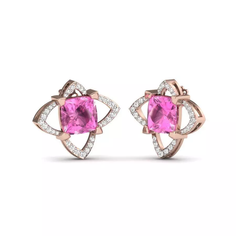 Love Stud Princess Stone Earring  3D print model_0