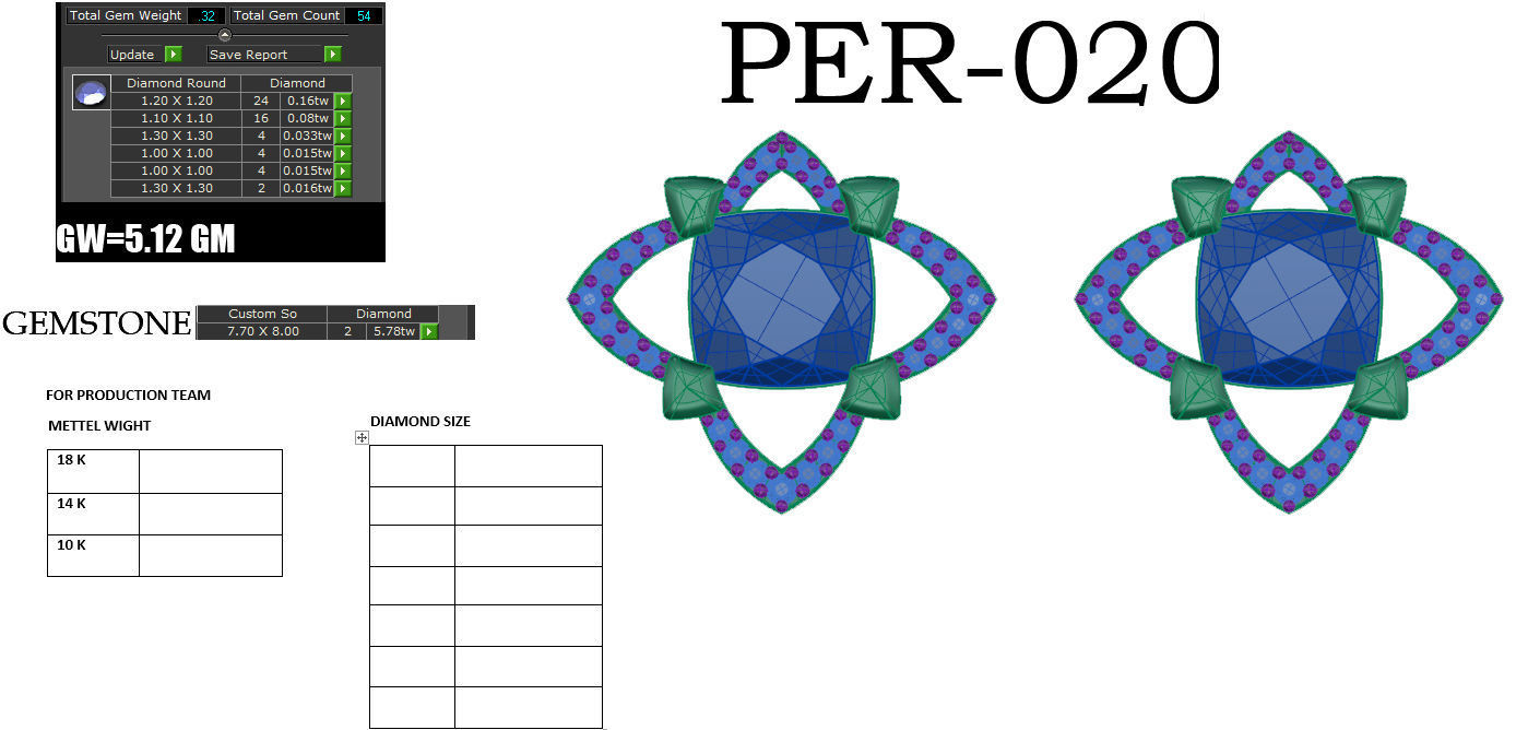 Love Stud Princess Stone Earring  3D print model_14