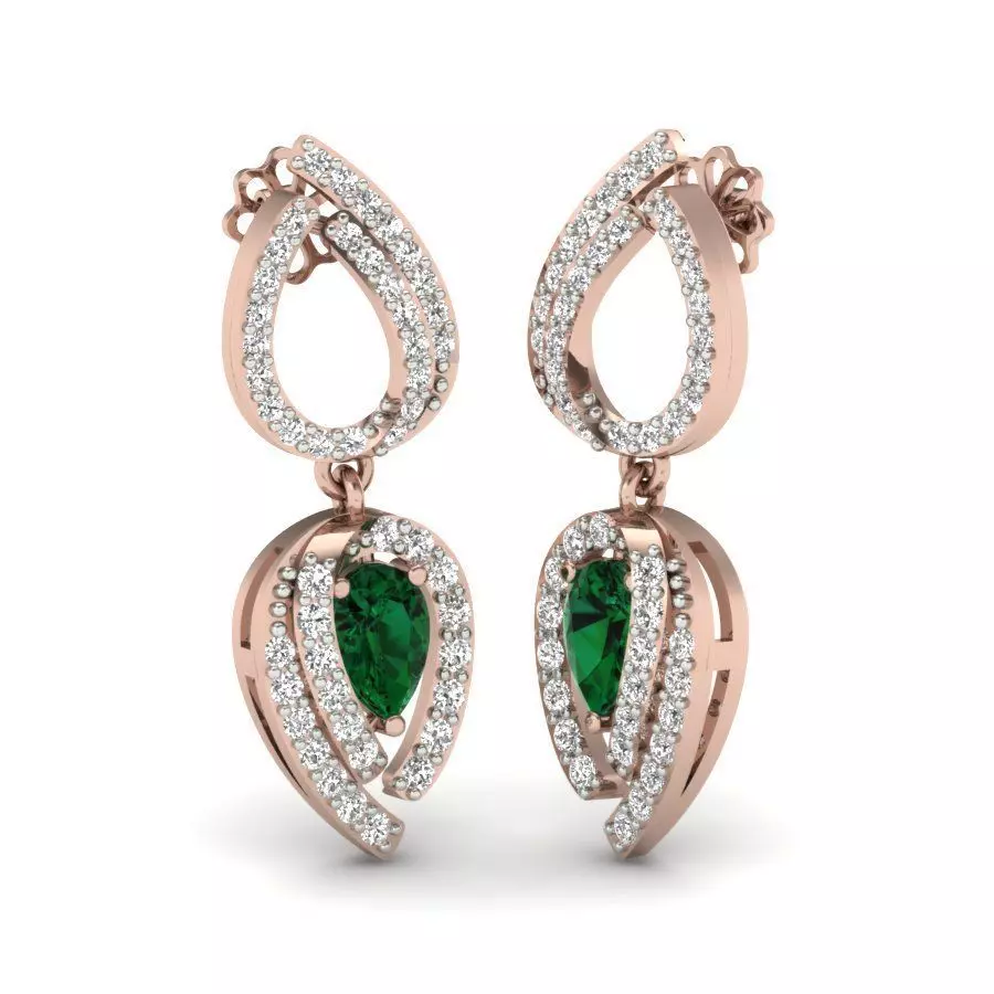 Pear Stone Earrings Diamond earrings 3D print model