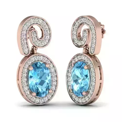Women Oval Stone Earrings 