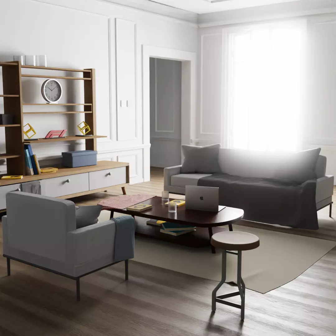 Interior living room with furniture 3D model_0