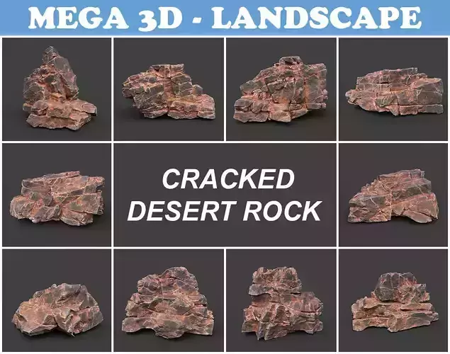 Low poly Desert Cracked Rock 220124