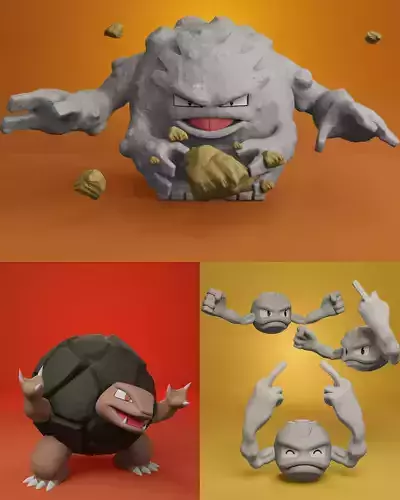 pokemon geodude evolution pack 3D print model