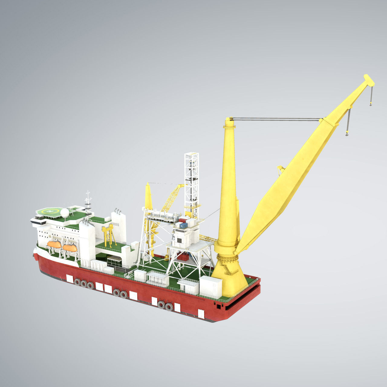 Pipelay Crane Vessel SK 3000 3D model_6