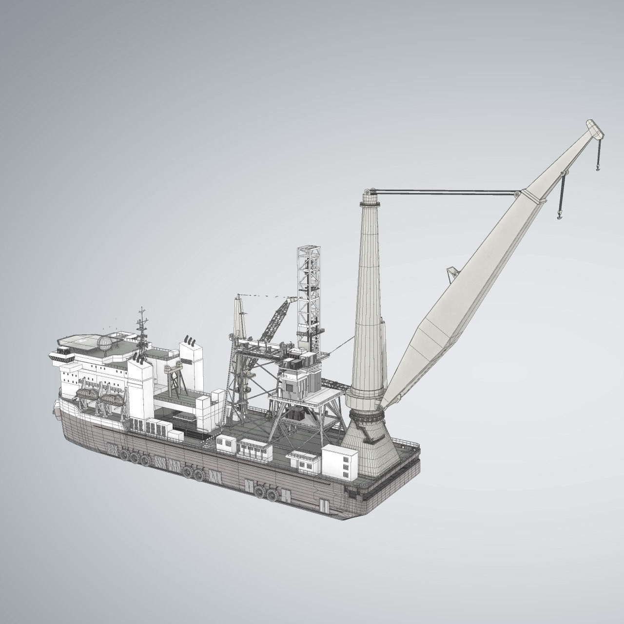 Pipelay Crane Vessel SK 3000 3D model_4