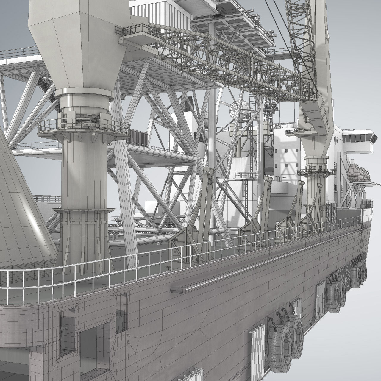 Pipelay Crane Vessel SK 3000 3D model_11