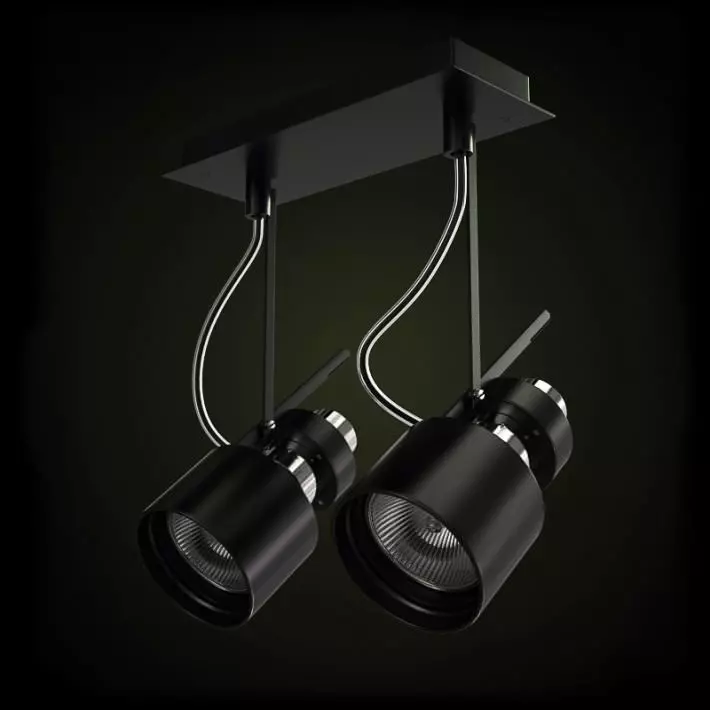 Black Lighting Fixtures 3D model_0