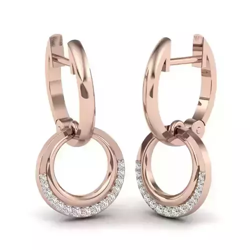 earrings 3D gold hoop earring with diamonds
