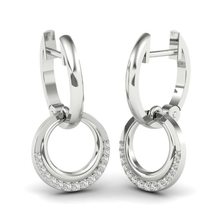 earrings 3D gold hoop earring with diamonds 3D print model_11