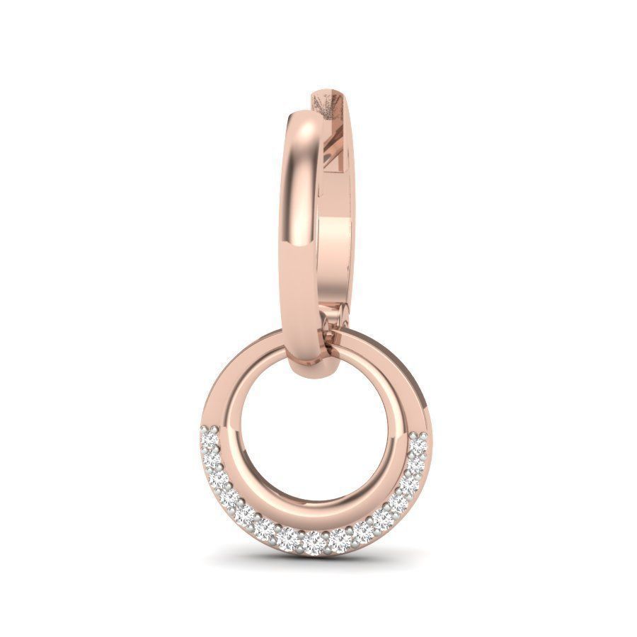 earrings 3D gold hoop earring with diamonds 3D print model_7