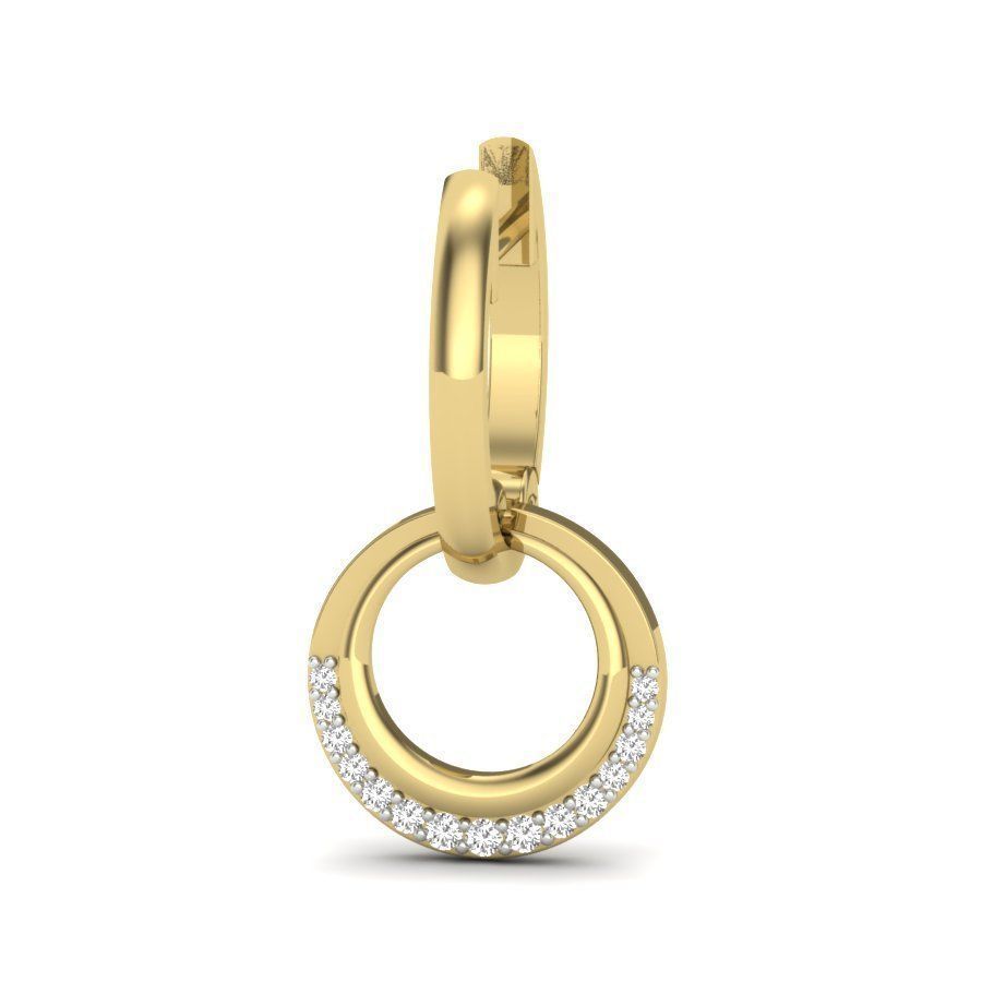 earrings 3D gold hoop earring with diamonds 3D print model_4