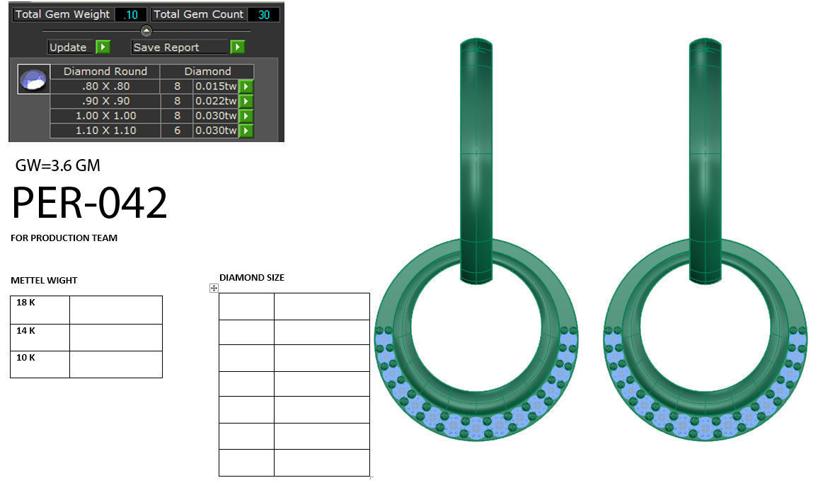 earrings 3D gold hoop earring with diamonds 3D print model_14