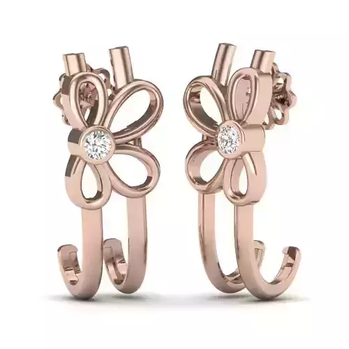 Earrings 3D print model rose gold hoop earring with diamonds