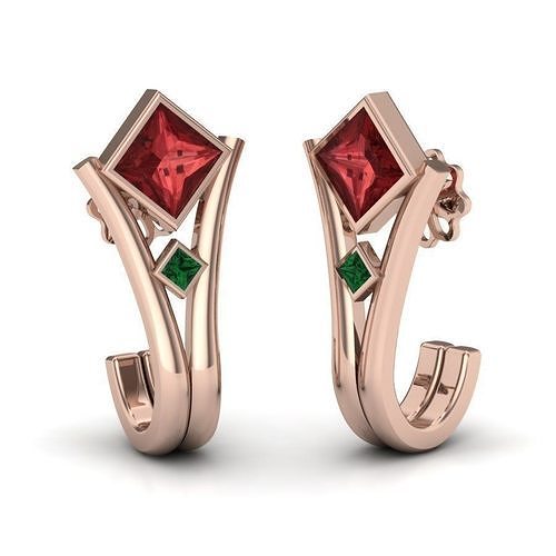 Princess Stone Hoop Earrings  3D print model
