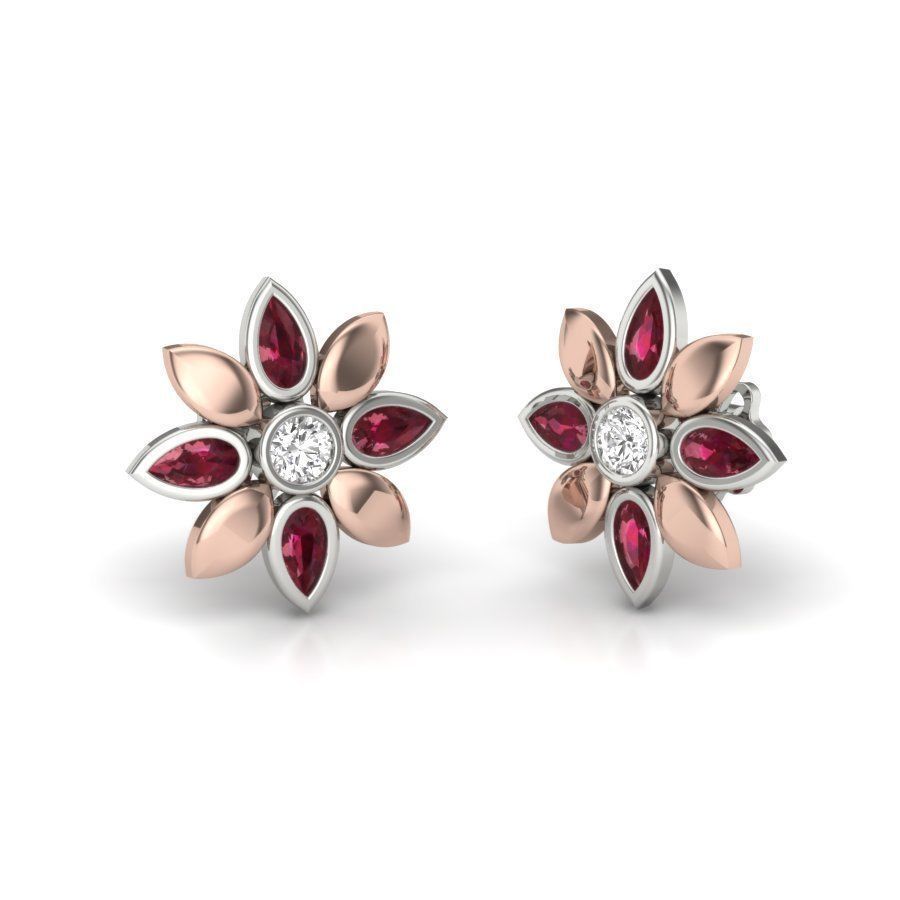 Classic Pear Stone Earrings 3D print model_11