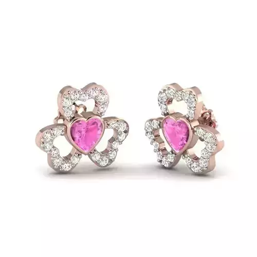 Women Heart Stone Earrings  3D print model