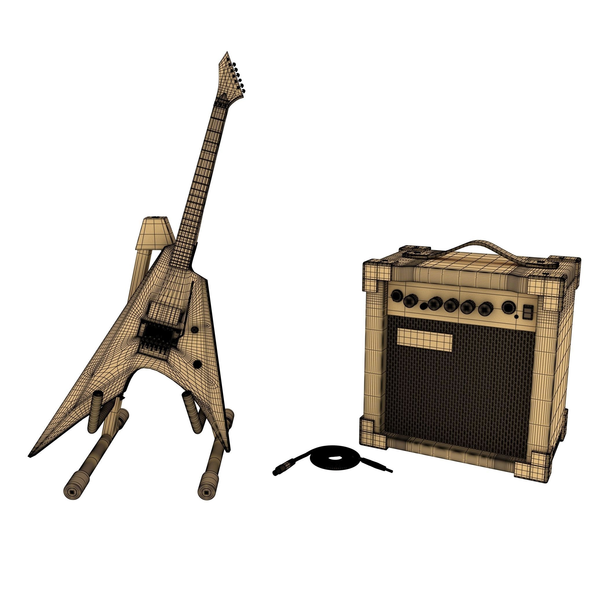 Electric Guitar and amplifier 3D model_7