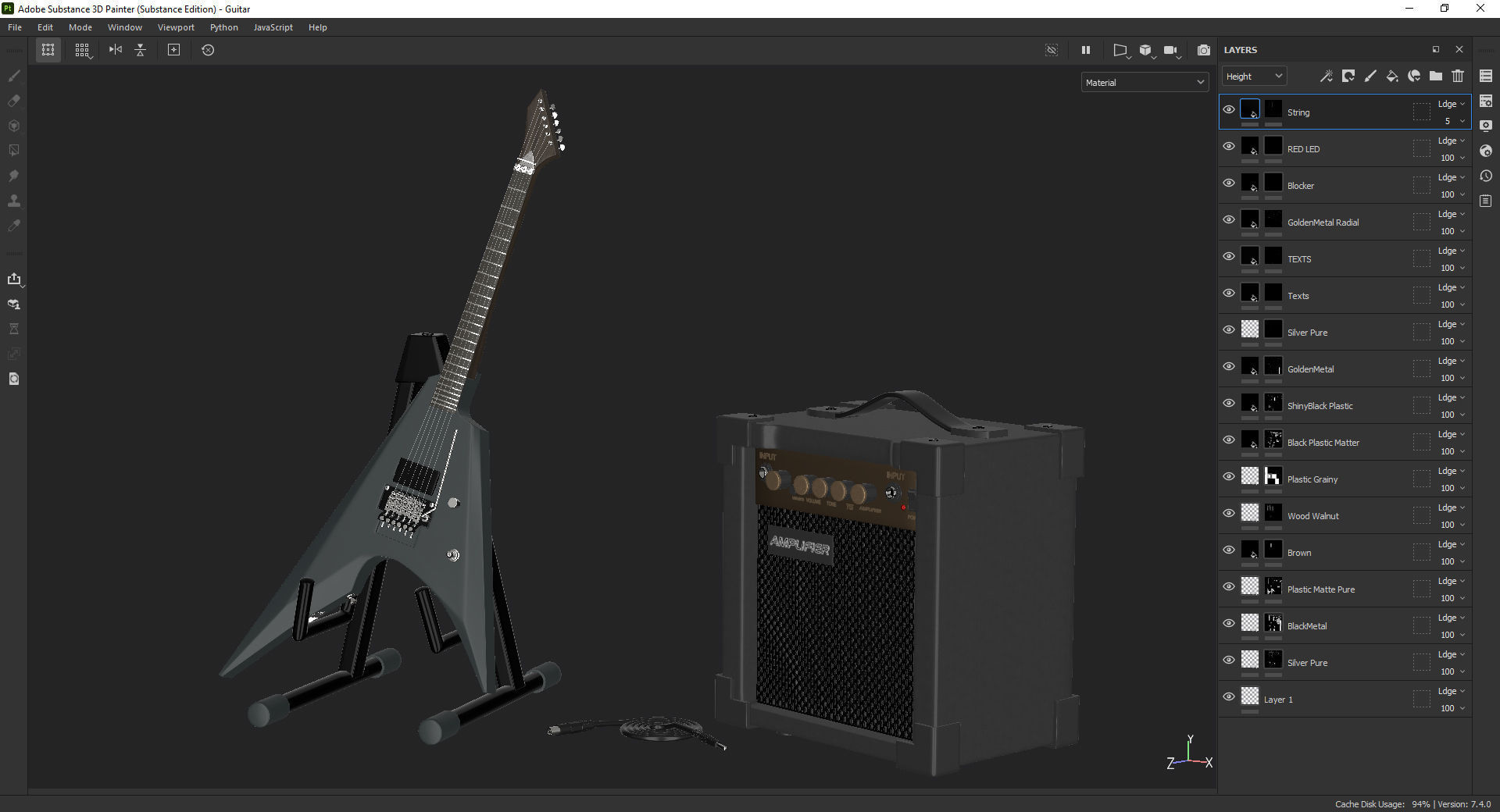 Electric Guitar and amplifier 3D model_11