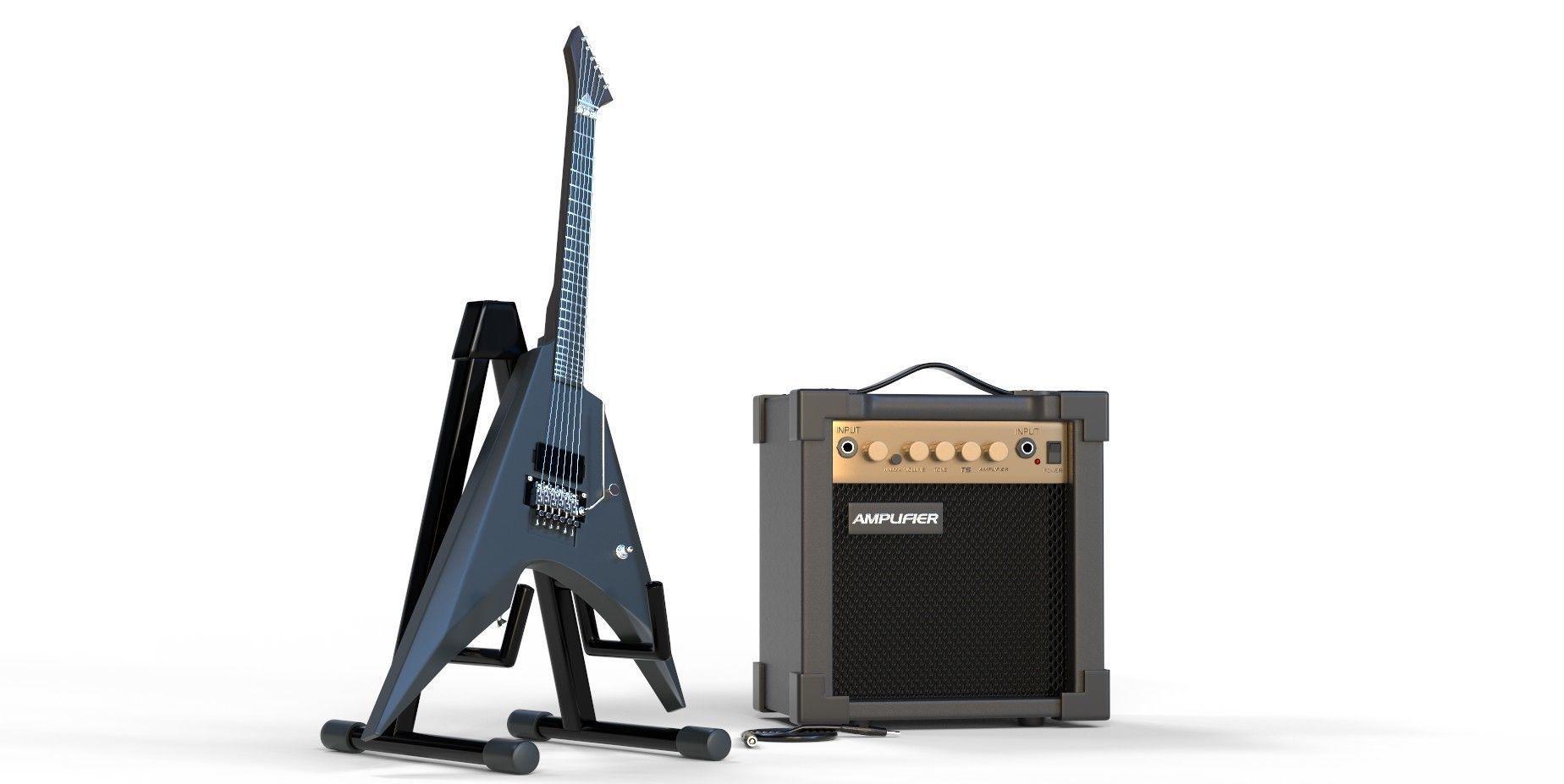 Electric Guitar and amplifier 3D model_4