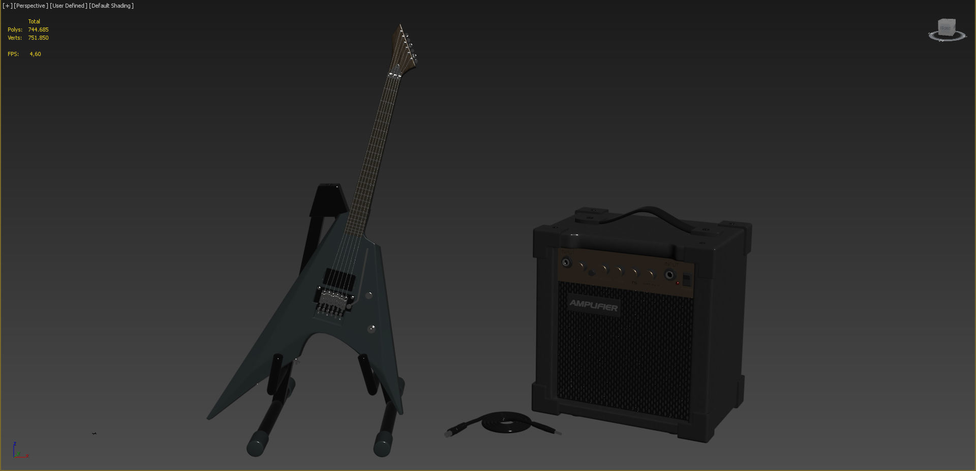 Electric Guitar and amplifier 3D model_9