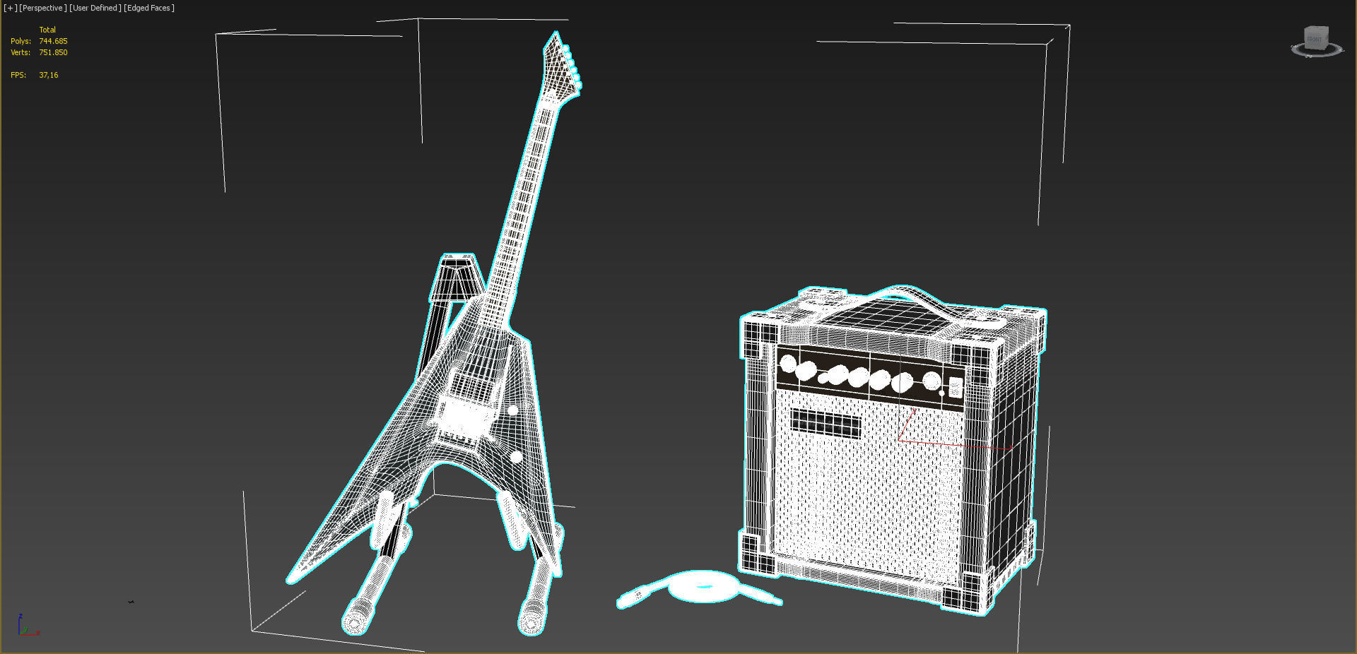 Electric Guitar and amplifier 3D model_10