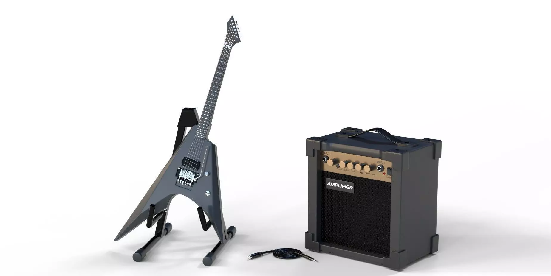 Electric Guitar and amplifier 3D model_0