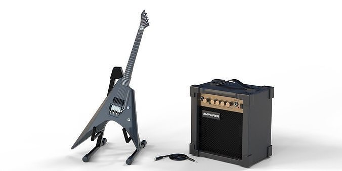 Electric Guitar and amplifier 3D model