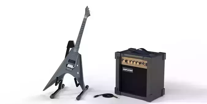 Electric Guitar and amplifier 3D model