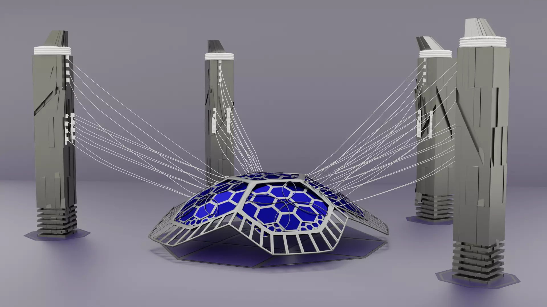 sci-fi building Low-poly 3D model