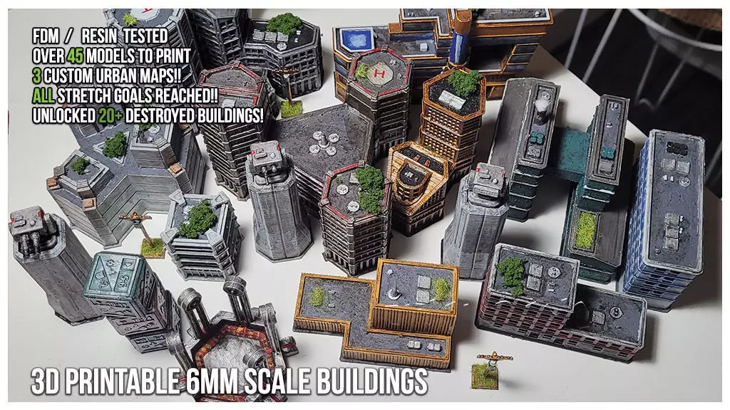 Futuristic Urban 6mm Scale 3D Printable Assets 3D print model_0