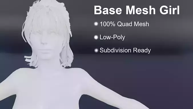 Base Mesh - Low-Poly Girl Free low-poly 3D model