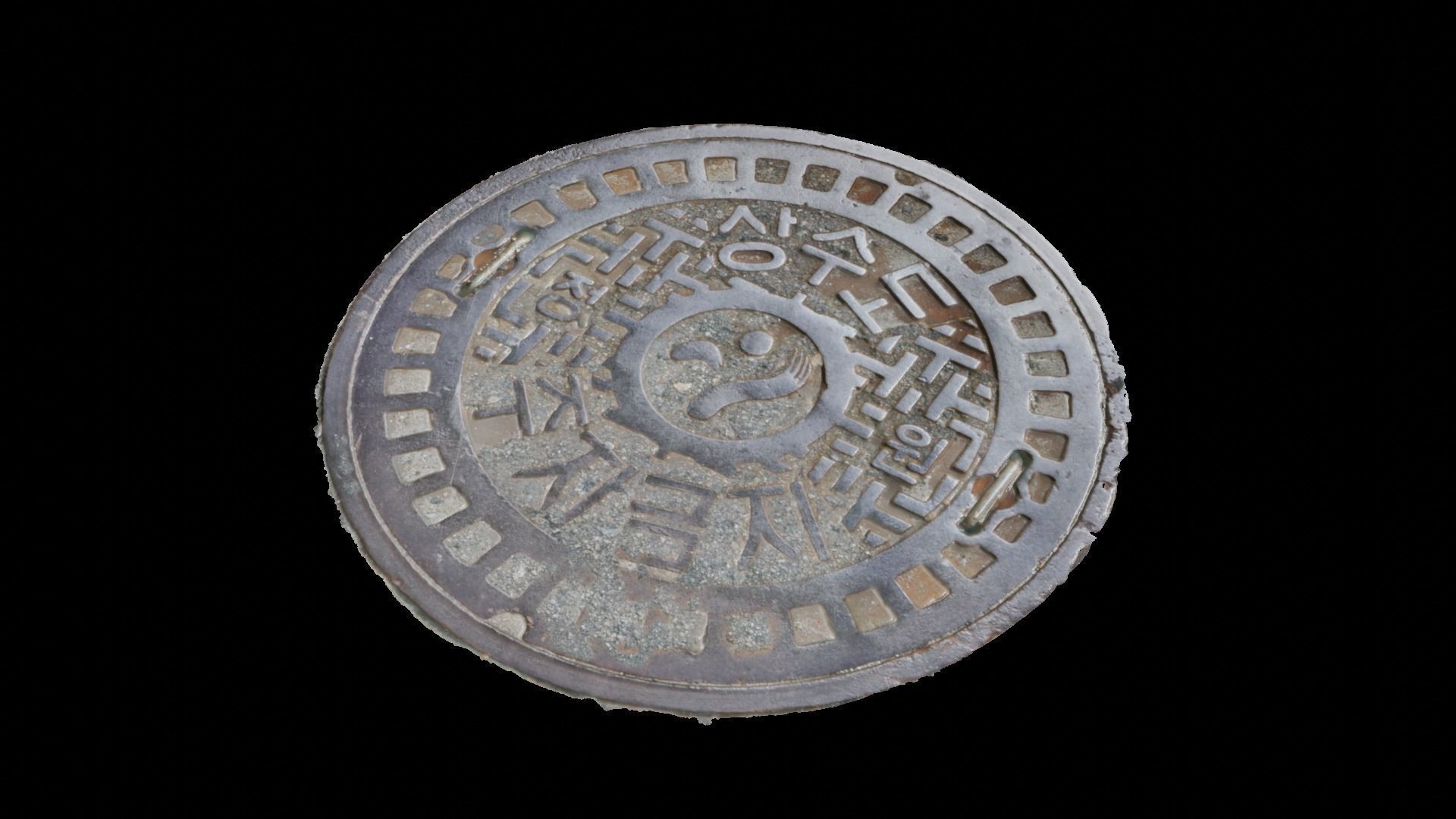 Korean style 7 manhole set 3D model_14