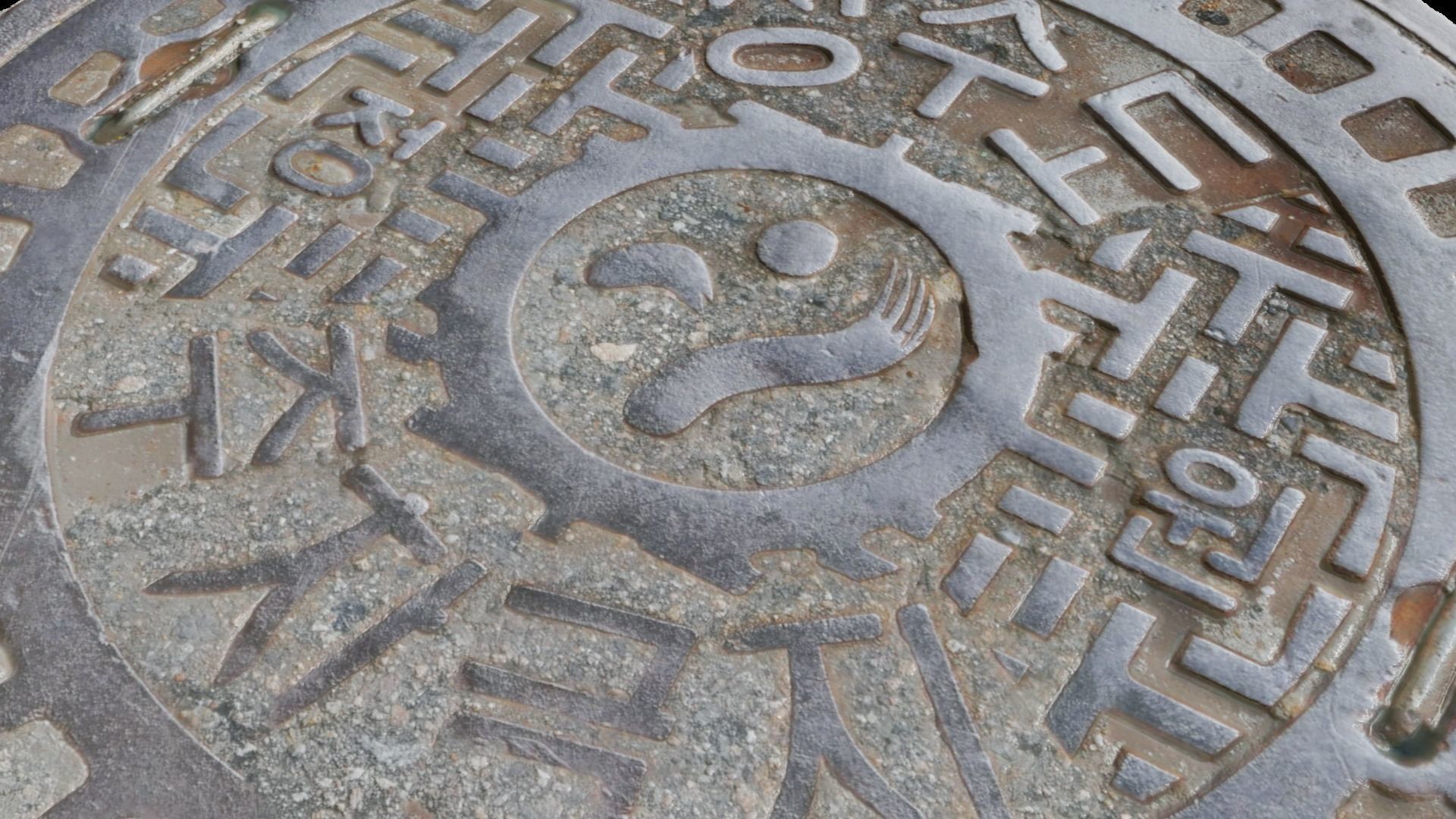 Korean style 7 manhole set 3D model_15