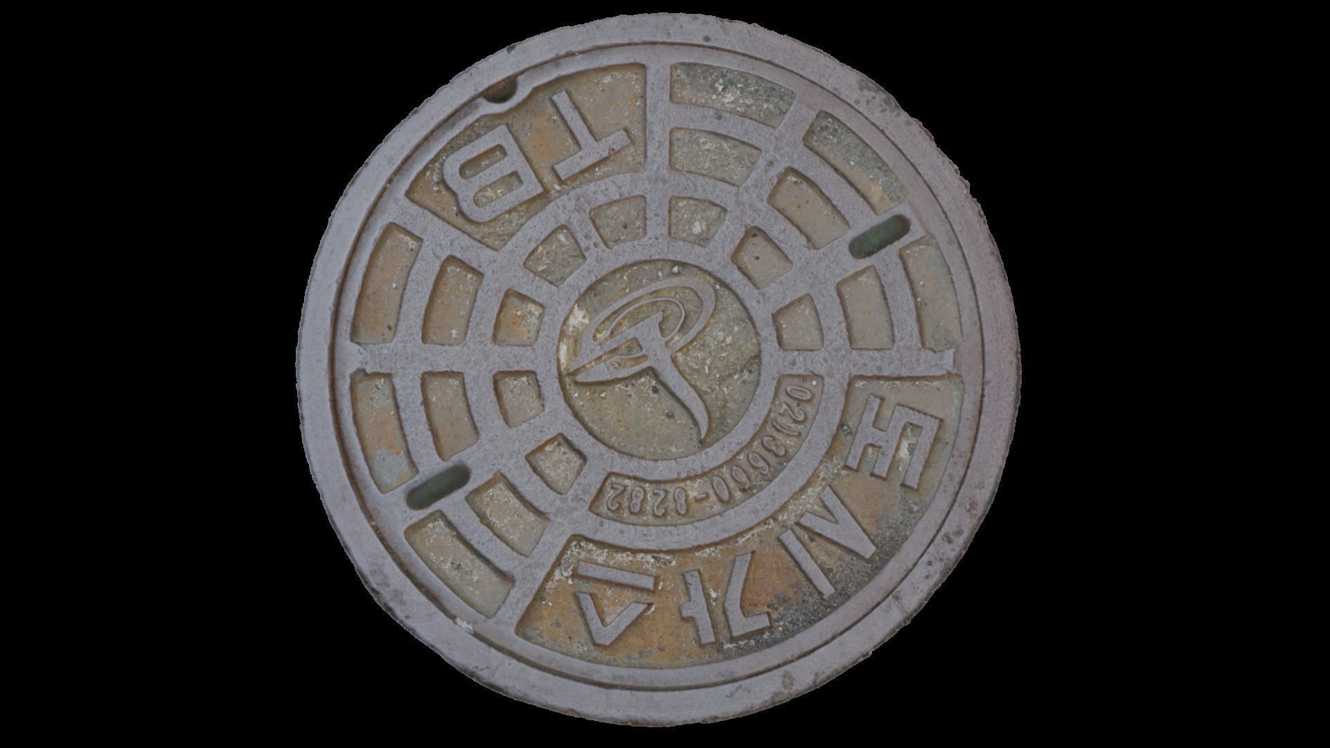 Korean style 7 manhole set 3D model_4