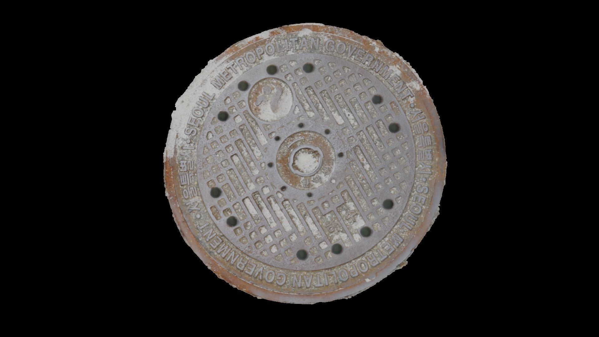 Korean style 7 manhole set 3D model_10