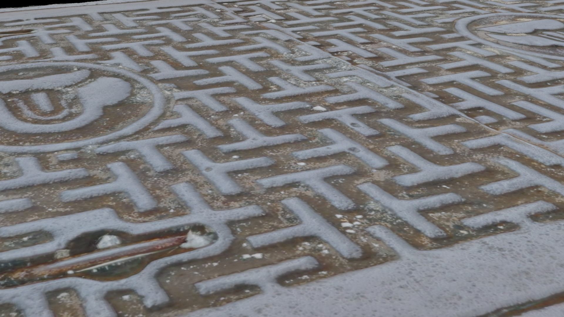 Korean style 7 manhole set 3D model_9