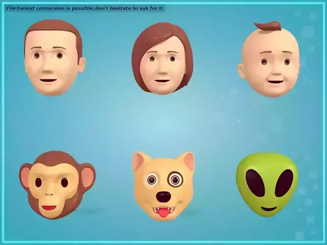Heads Emoji Pack Low-poly 3D model
