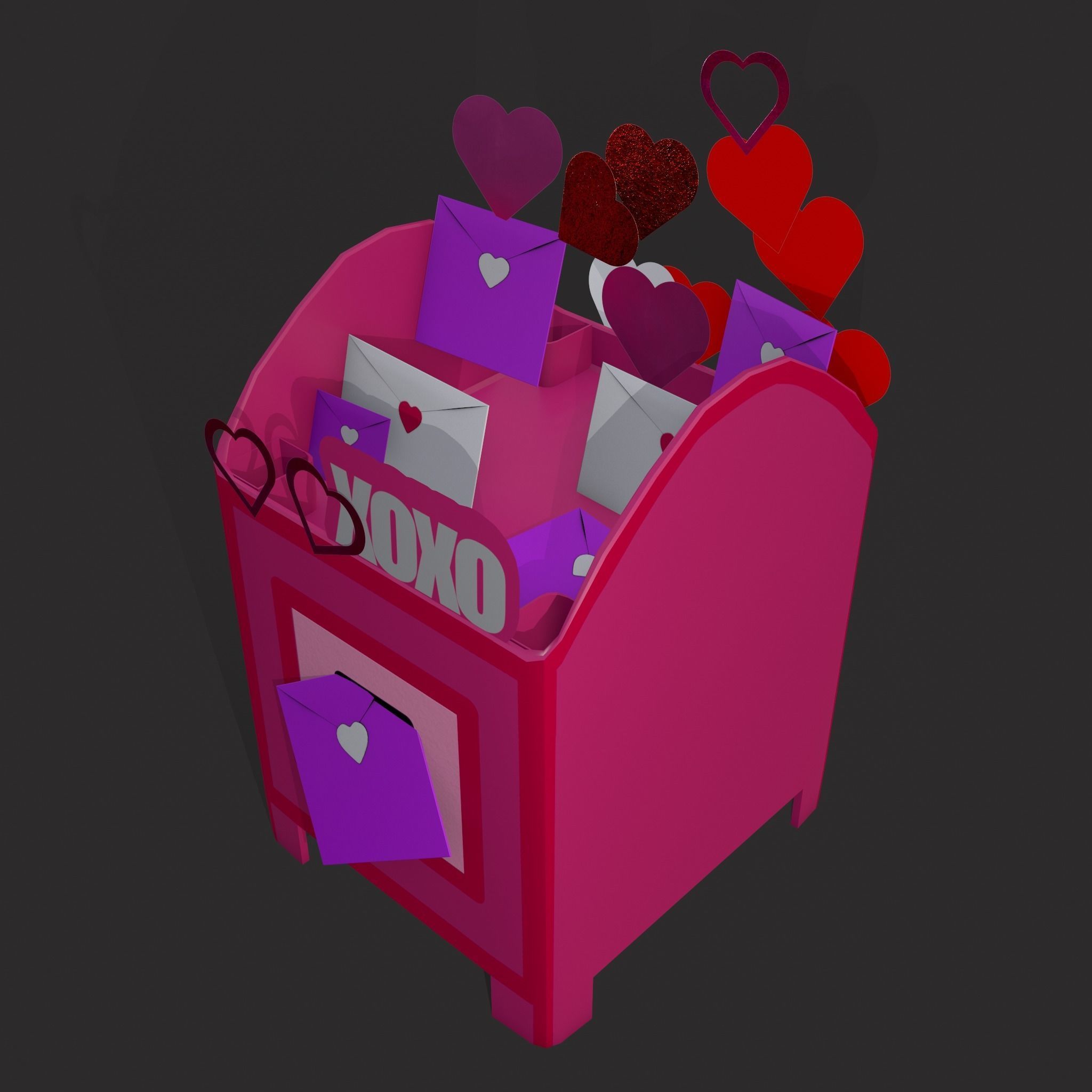 Valentines Day Small Mailbox Low-poly 3D model_11