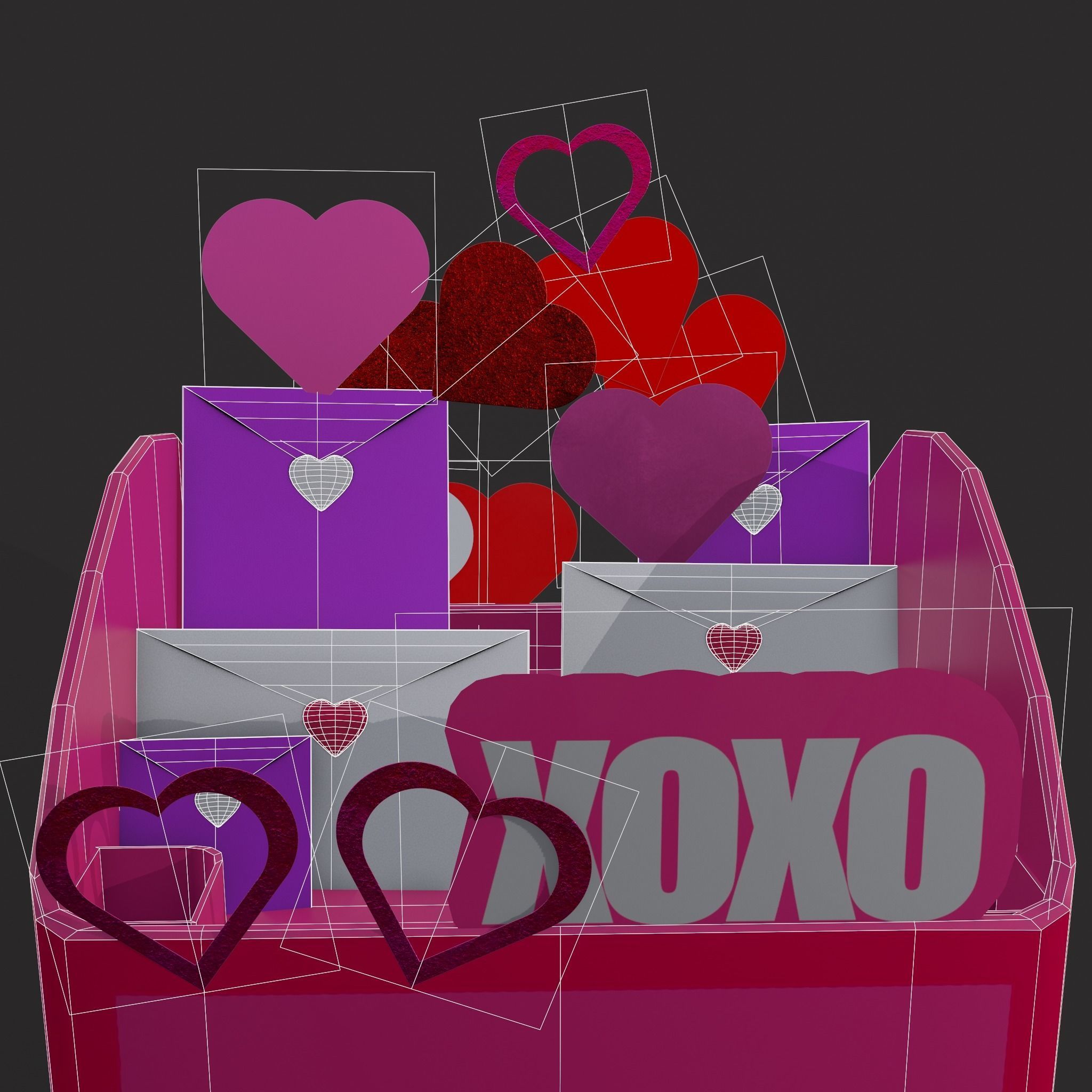 Valentines Day Small Mailbox Low-poly 3D model_16
