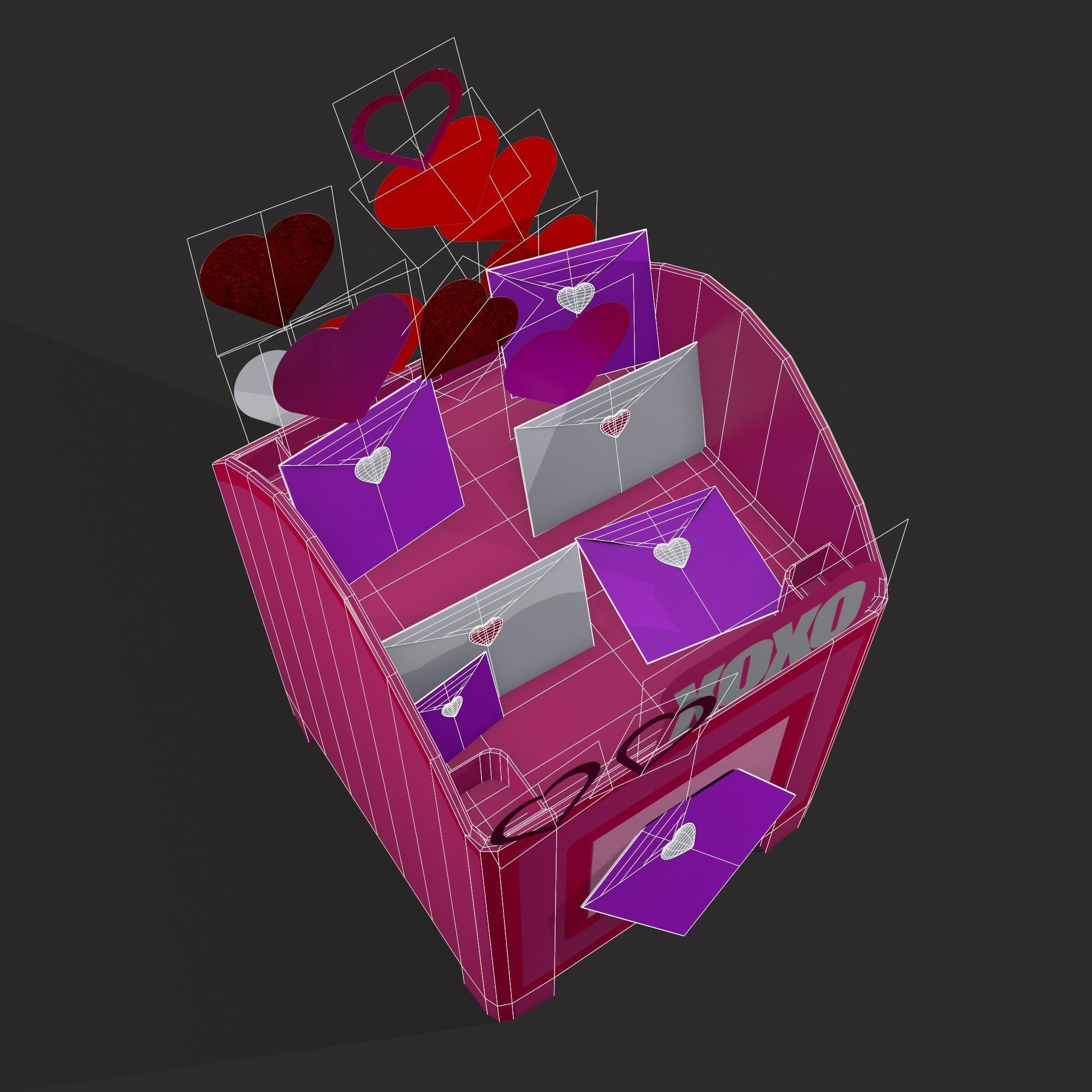 Valentines Day Small Mailbox Low-poly 3D model_14