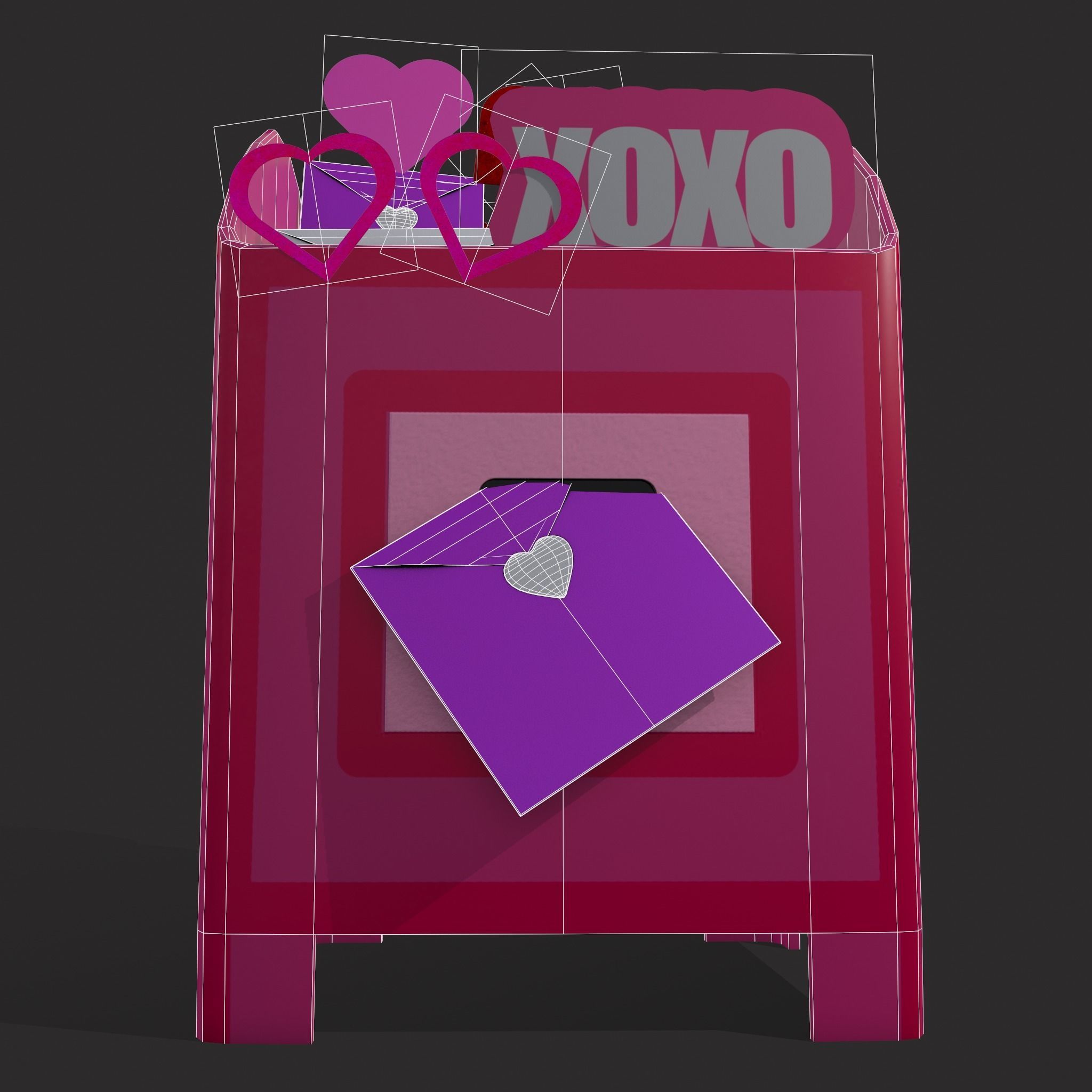 Valentines Day Small Mailbox Low-poly 3D model_18